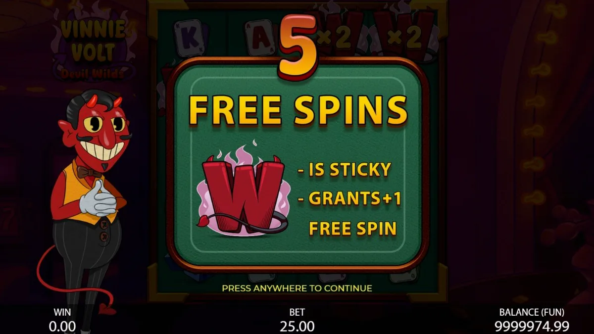 Vinnie Volt: Devil Wilds slot gameplay screenshot